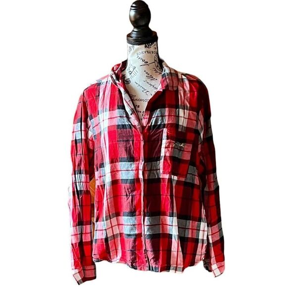 PINK Victoria's Secret Women's Top L Plaid Fishermen angler core preppy - Picture 1 of 9